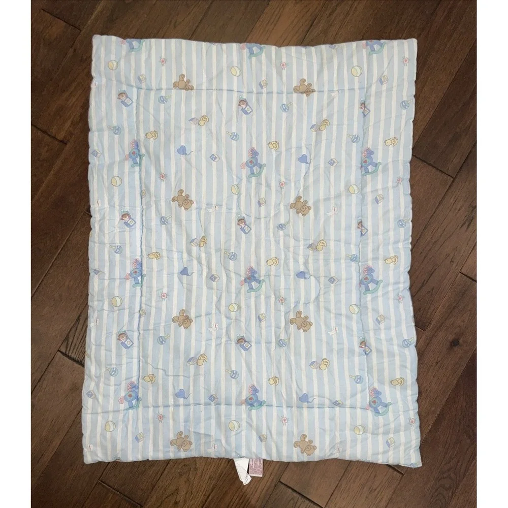 Vintage Little Bedding Red Calliope Horse Teddy Bear Baby Blanket Quilt Crib